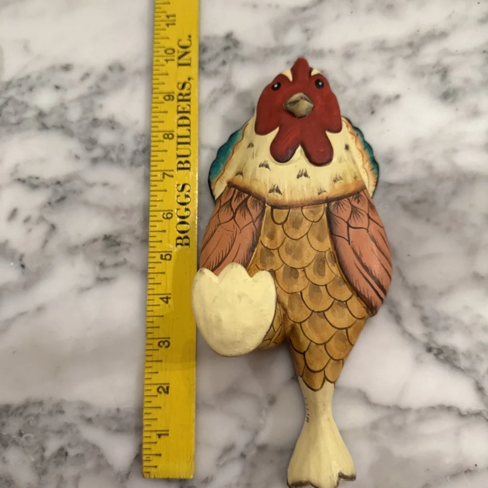 Vintage Folk Art Rooster Peg Wall Mount Apron Towel Hook Primitive‎ Painted Wood